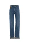 Bottega Veneta Five-pocket Denim Trousers Featuring Rolled Cuffs In Blue