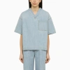 Bottega Veneta Blue Denim Cotton Blouse For Women | Designer Ss24 Collection In Blue