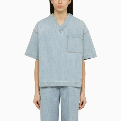 BOTTEGA VENETA DENIM LIGHT BLEACH T-SHIRT