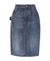 Bottega Veneta Denim Printed Silk And Viscose Midi Skirt In Blue