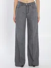 Bottega Veneta Wide-leg Vintage Denim Trousers Pleats In Gray