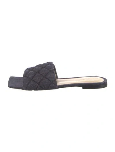 Pre-owned Bottega Veneta Denim Patterned Slides In Blue