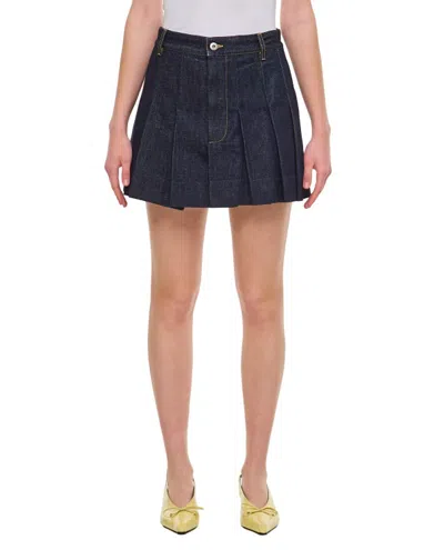 Bottega Veneta Denim Pleated Mini Skirt In Neutrals