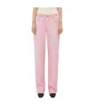Bottega Veneta Denim Printed Viscose Trousers In Pink