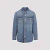 Bottega Veneta Denim Shirt With Flap Pockets And Contrasting Stitching In Blue
