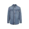 Bottega Veneta Denim Shirt With Flap Pockets And Contrasting Stitching In Blue