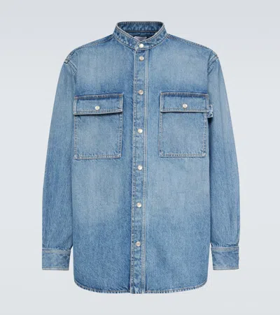 Bottega Veneta Mens Relaxed-fit Faded-wash Denim Shirt Mid Blue