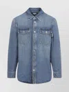 Bottega Veneta Denim Shirt With Flap Pockets And Contrasting Stitching In Blue
