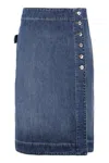 Bottega Veneta Knee-length Buttoned Denim Skirt In Blue