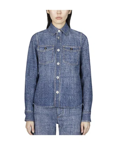Bottega Veneta Long Sleeved Buttoned Shirt In Blue
