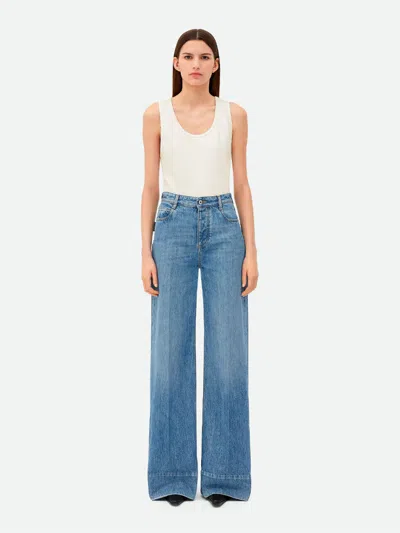 BOTTEGA VENETA BLUE WIDE LEG DENIM JEANS