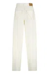 Bottega Veneta Wide-leg Wool Trousers With Pockets And Stitching In White