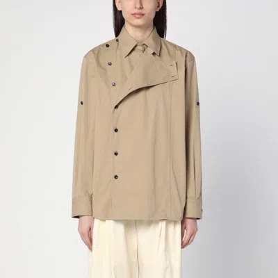 Bottega Veneta Desert Cotton Twill Shirt In Beige