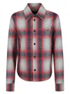 Bottega Veneta Printed Leather Check Shirt In Grey