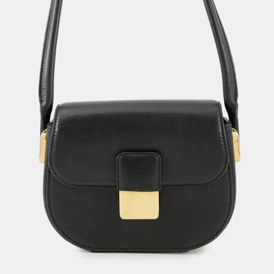 Pre-owned Bottega Veneta Desiree Shoulder Bag Navy Leather Size Mini In Black
