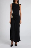 Bottega Veneta Womens Signature Metal-drop Viscose Jersey Maxi Dress Black In Black