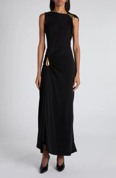BOTTEGA VENETA BOTTEGA VENETA DETACHABLE DROP DETAIL MATTE CREPE JERSEY DRESS