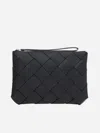 Bottega Veneta Diago Intreccio Leather Clutch Bag In Black