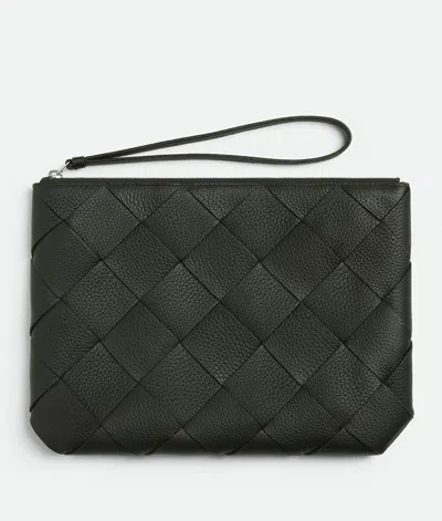 Bottega Veneta Grosse Diago Pouch In Dark Green