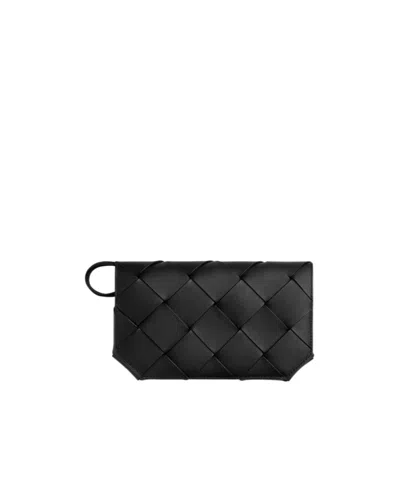 Bottega Veneta Black Leather Diago Long Wallet