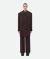 Bottega Veneta Diagonal Boucle Pinstripe Coat In Brown