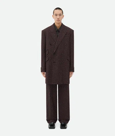 Bottega Veneta Diagonal Boucle Pinstripe Coat In Brown