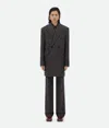 Bottega Veneta Diagonal Boucle Pinstripe Coat In Grey