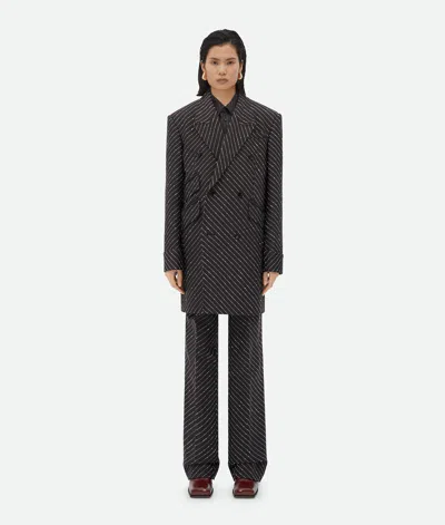 Bottega Veneta Diagonal Boucle Pinstripe Coat In Grey