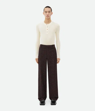Bottega Veneta Diagonal Boucle Pinstripe Trousers In Brown