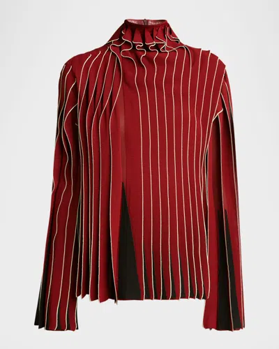 Bottega Veneta Dimensional Mock-neck Blouse In Rosewood