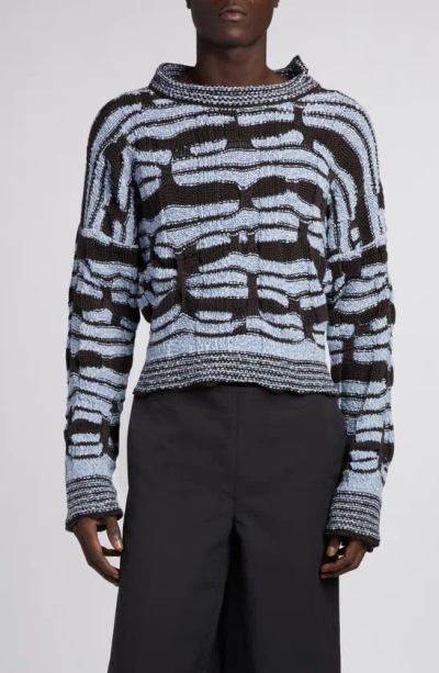 BOTTEGA VENETA DISTORTED STRIPE COTTON & LINEN SWEATER