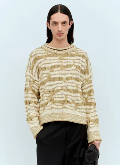 Bottega Veneta Distorted Stripe Knit Jumper In Beige