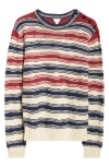 Bottega Veneta Distorted Stripe Linen & Cotton Sweater In 2962 String/navy/merlot