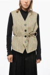 Bottega Veneta District Check Wool Vest With Drawstring In Multi
