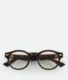 Bottega Veneta Round Frame Mirror In Havana/transparent