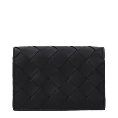 Bottega Veneta Intrecciato Business Card Case In Black