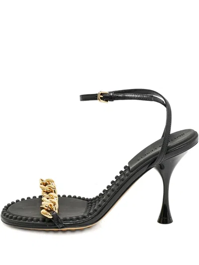 Pre-owned Bottega Veneta Dot Chain Sandals In Black