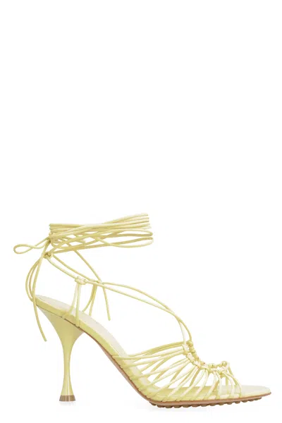 Bottega Veneta Dot Heeled Sandals In Gold