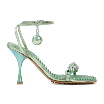 Bottega Veneta Dot Lounge Metallized Sandals In Green