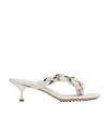 Bottega Veneta Dot 55 Braided Chain Strap Leather Sandals In White