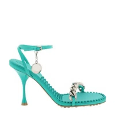 Bottega Veneta Dot Leather 90mm Sandals In Green