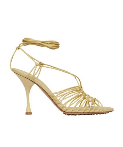 Bottega Veneta Dot Logo High-heeled Sandals In Moon Beam