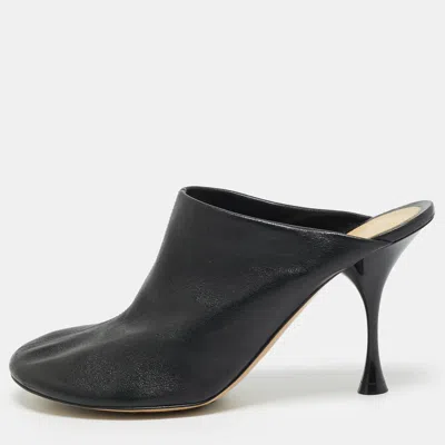 Pre-owned Bottega Veneta Dot Sock Size 40.5 Black Leather Mules