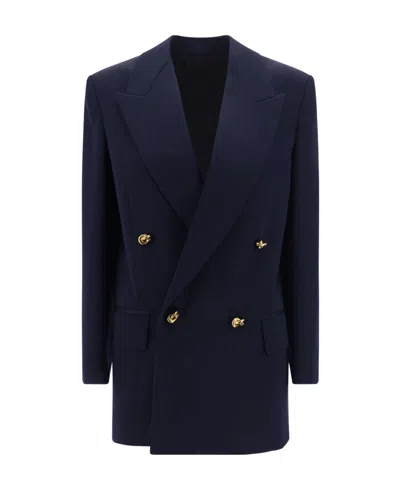 Bottega Veneta Double Breasted Tailored Blazer In Blue