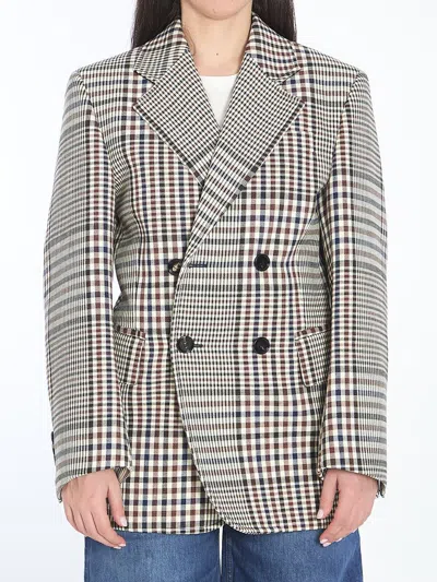 BOTTEGA VENETA DOUBLE-BREASTED CHECK BLAZER