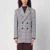 Bottega Veneta Double-breasted Checkered Jacket In Structured Cotton In Multicolor