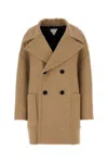 Bottega Veneta Beige Double Breasted Over Coat In Brown