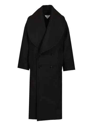 BOTTEGA VENETA DOUBLE-BREASTED COAT COATS BLACK