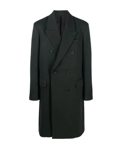 Bottega Veneta Double-breasted Overcoat In Green
