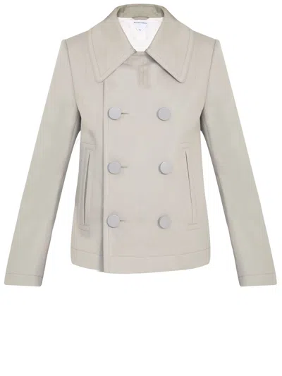 Bottega Veneta Double-breasted Peacoat In Grey